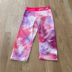 Nike Pro Women’s Dri-Fit Pink Purple Galaxy Athletic Capris Cropped Leggings